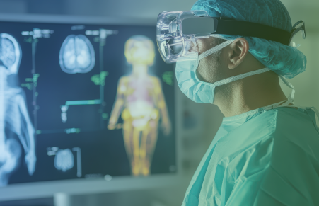 Surgeon reviewing scans