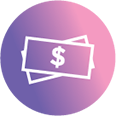 Cash on purple background