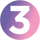 3 in a purple and pink gradient circle